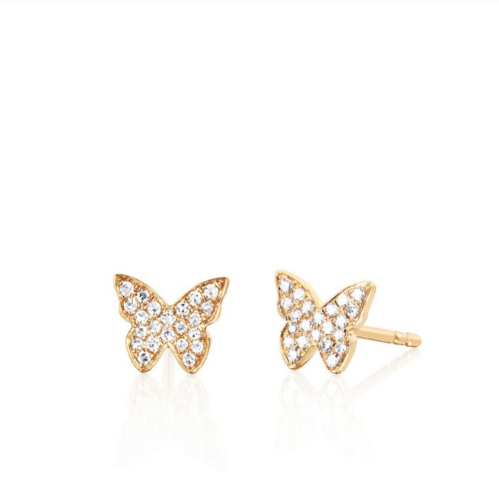 EF Collection Diamond Butterfly Stud Earrings